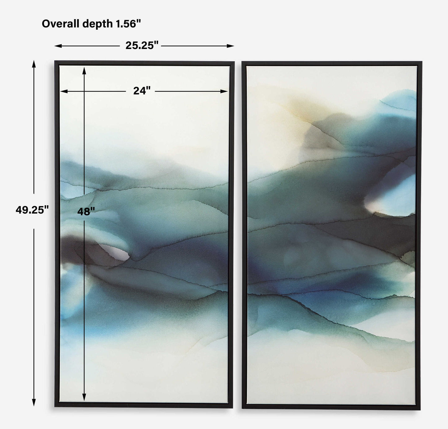 September Desert - Modern Watercolor Art (Set of 2) - Blue