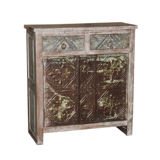 Wood Double Door Cabinet - Light Brown / Dark Brown
