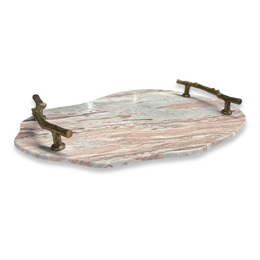 Stone And Twig - Indoor-Outdoor Tray - Gold / Gray / White