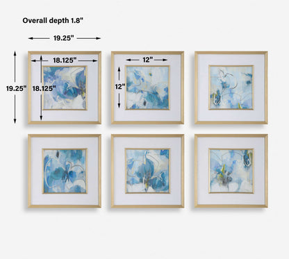 Fresh Start - Blue Abstract Prints (Set of 6)