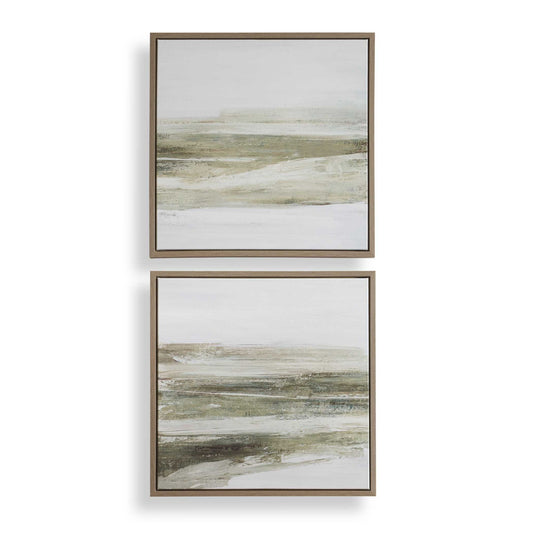 All Of A Sudden - Framed Canvases (Set of 2) - Black / Brown / Gray / Green