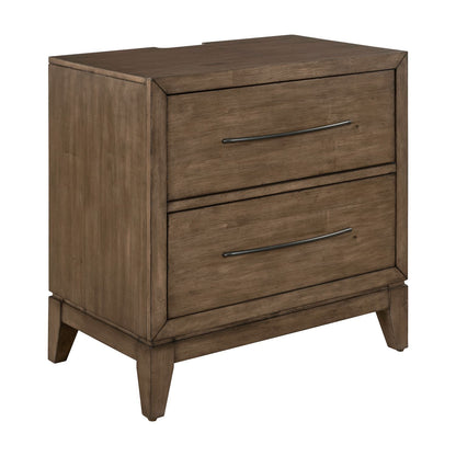 Shaker Lakes - Nightstand With Charging Station - Brown