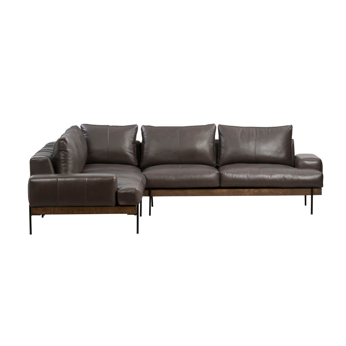 Largo - Leather Sectional Sofa - Brown