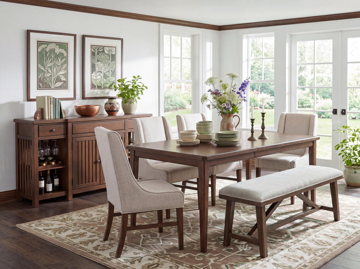 Langley - Upholstered Dining Bench - Fawn / Linen