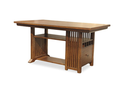 Langley - Counter Height Table Base With Wine Storage - Tawny Brown
