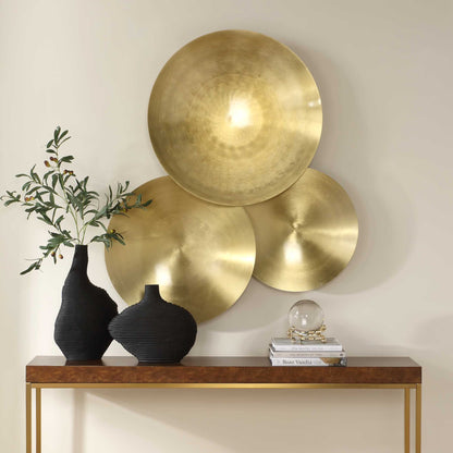 Cymbalic - Round Brass Wall Art (Set of 3) - Brass