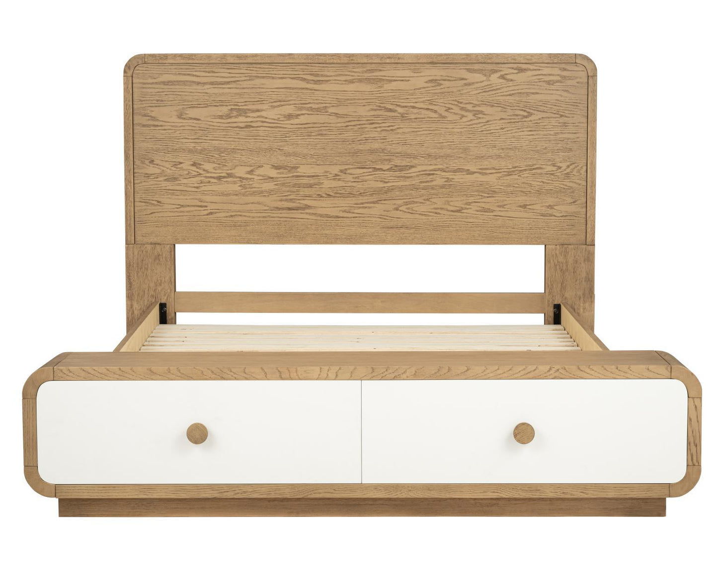 Margot - Full Storage Footboard With Slats - Desert Oak And Cloud White