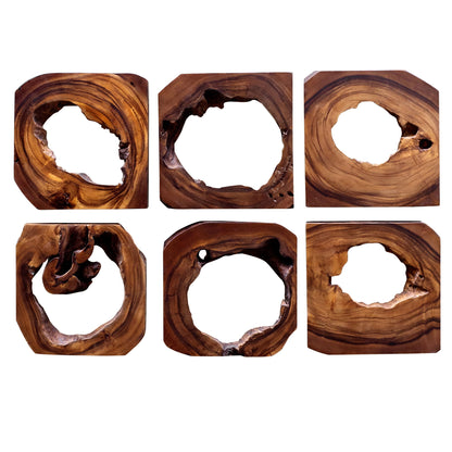 Adlai - Wood Wall Art (Set of 6) - Dark Brown