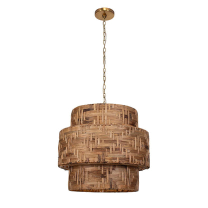 Water Hyacinth - 4 Light Woven Pendant - Light Brown