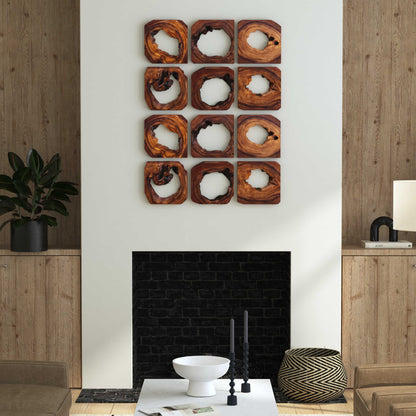 Adlai - Wood Wall Art (Set of 6) - Dark Brown