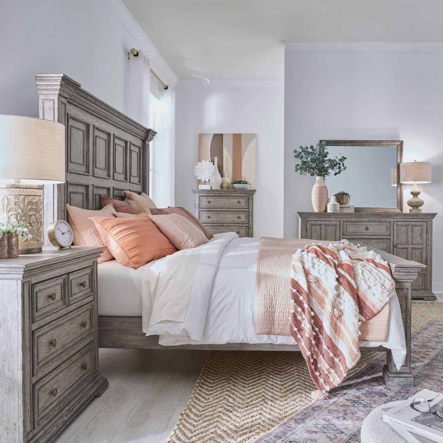 Big Valley - Panel Bed, Dresser & Mirror