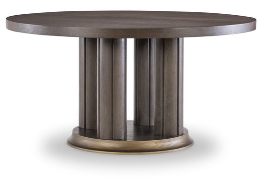 Lancia - Complete Round Dining Table - Charred Oak
