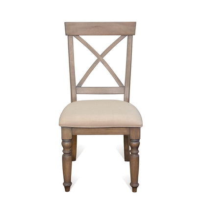 Aberdeen - X - Back Upholstered Side Chair (Set of 2) - Weathered Driftwood