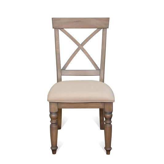 Aberdeen - X-Back Upholstered Side Chair (Set of 2) - Weathered Driftwood