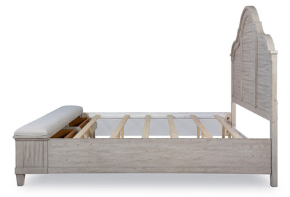 Belhaven - Queen Upholstered Bench Storage Footboard - Pearl Silver