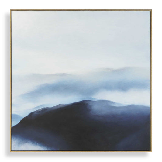 Cold Shoulder - Hand Painted Landscape Art - Black / Blue / Gray / White / Woodtone