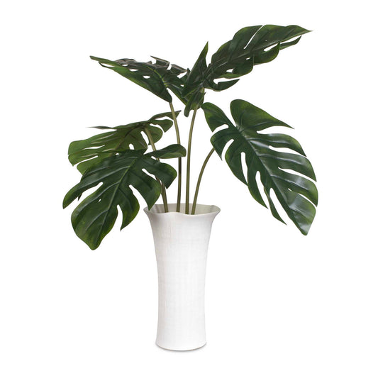 Muse - Monstera Vase Centerpiece - Green / White