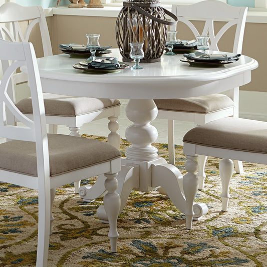 Summer House - Round Pedestal Table Base - Oyster White