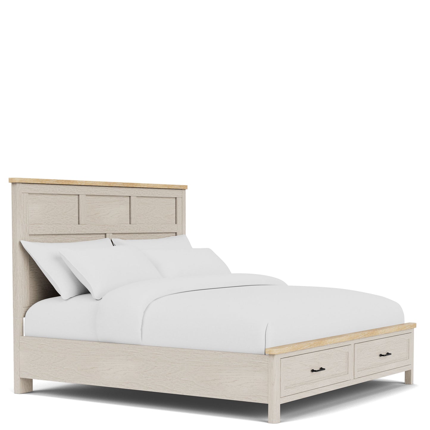 Glenndale - Queen Storage Footboard - Aged White / Wheat