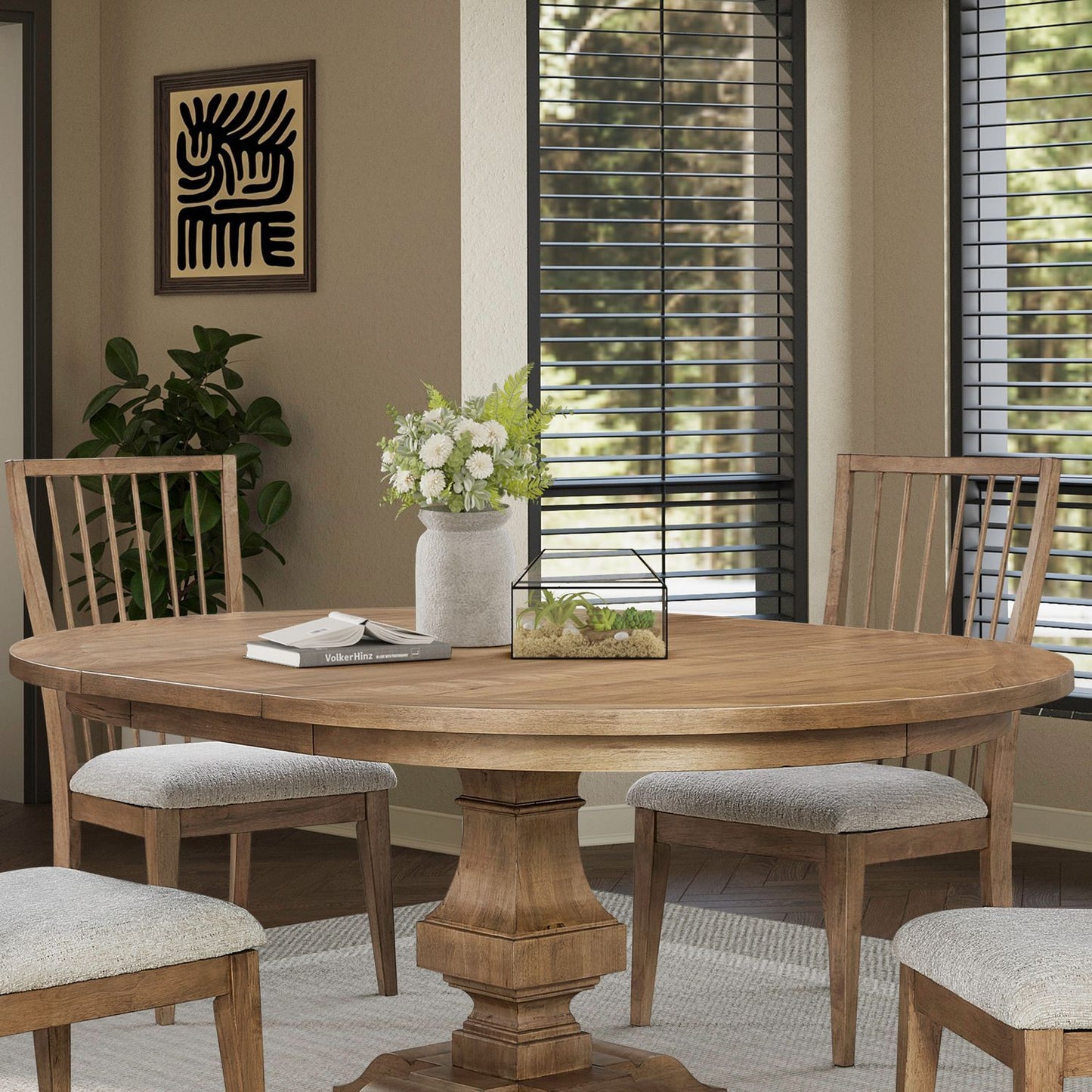 Haven Hills - Round Pedestal Table Top - Camel Beige