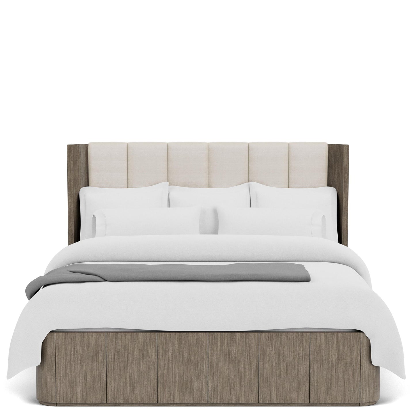 Sariel - Queen Upholstered Shelter Headboard - Dark Brown