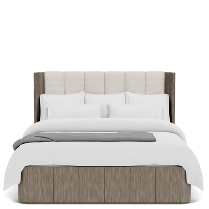 Sariel - Queen Upholstered Shelter Headboard - Dark Brown