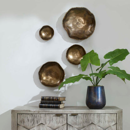 Lucky Coins - Wall Bowls (Set of 4) - Brass