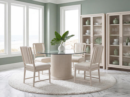 Maren - Complete Round Glass Top Dining Table
