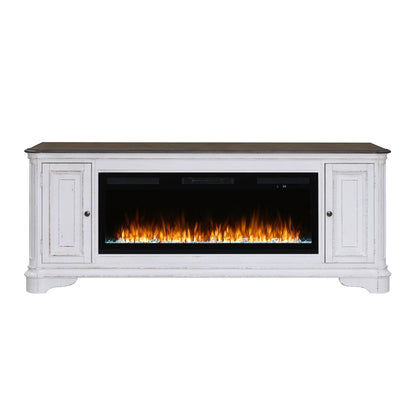 Fireplace TV Consoles - 244 82" Console With Fire FTS - White