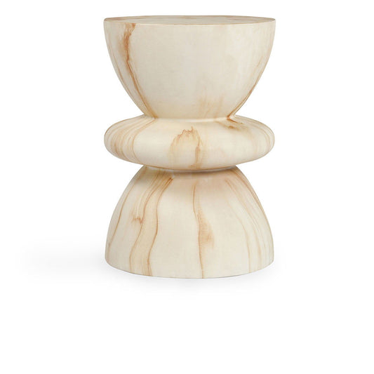 Leva - Outdoor Concrete Round End Table - Travertine