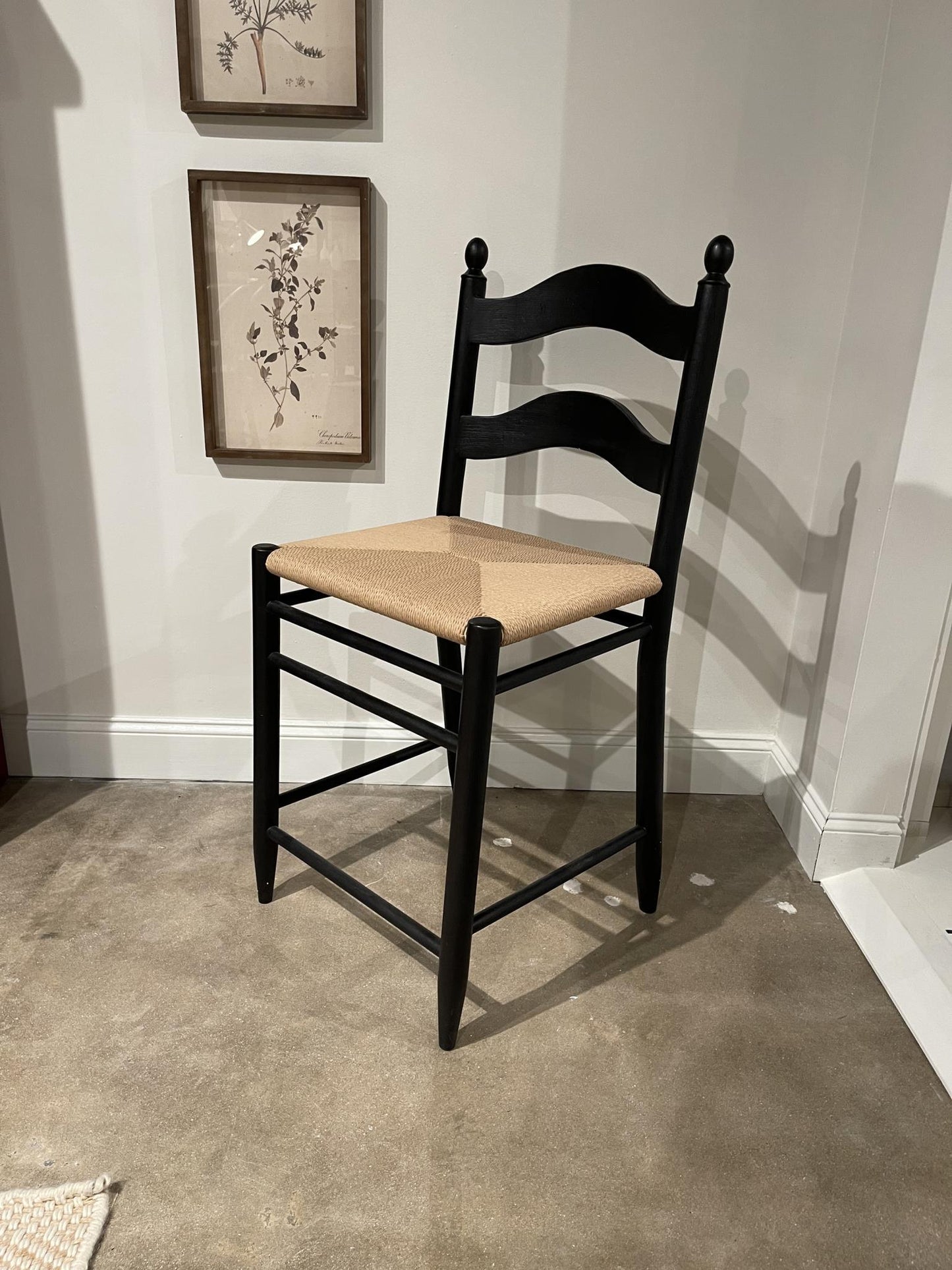 Vintage Market - Rush Seat Ladder Back Counter Height Chair (Set of 2) - Kettle Black