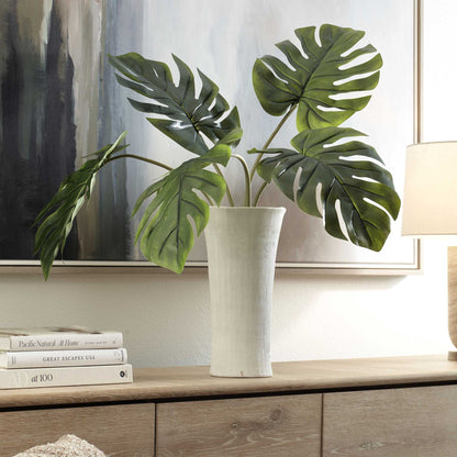 Muse - Monstera Vase Centerpiece - Green / White