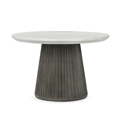 Caspia - 47" Outdoor Round Dining Table - White / Dark Gray