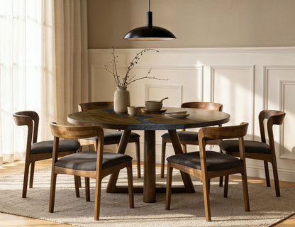 Silver - Round Table Base - Brown