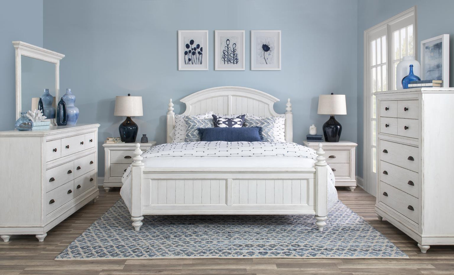 Cottage Park - Poster Panel Headboard King / California King - Aged White