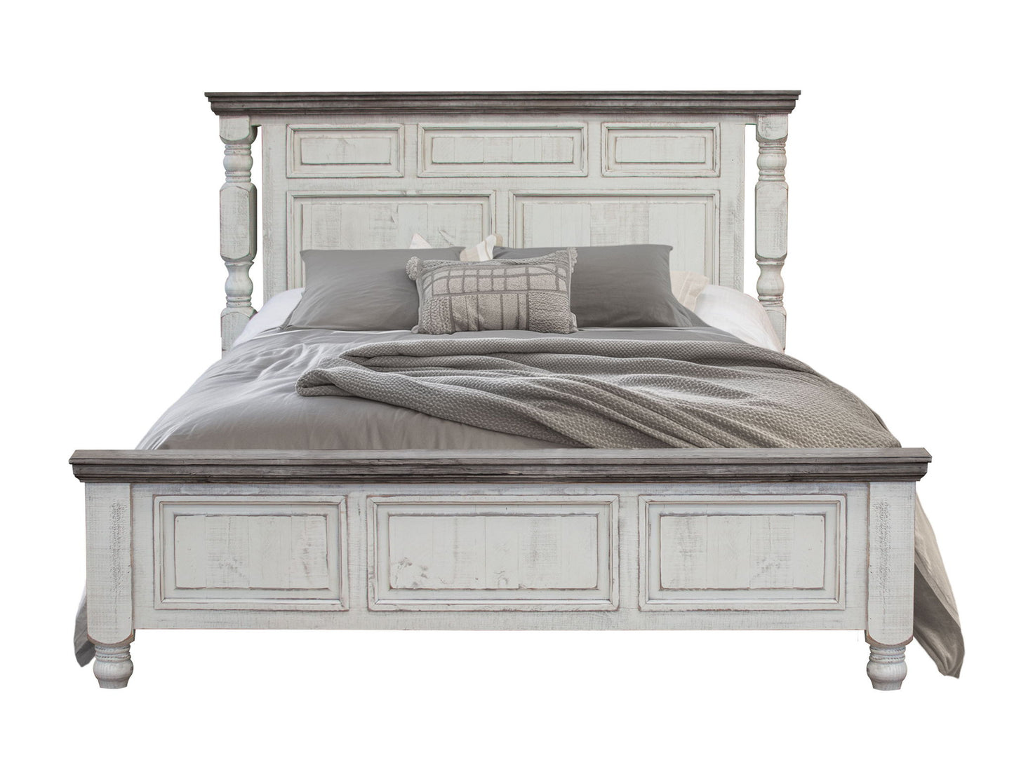 Stone - King Headboard - Antiqued Ivory / Weathered Gray