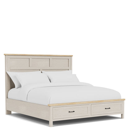 Glenndale - Queen Storage Footboard - Aged White / Wheat