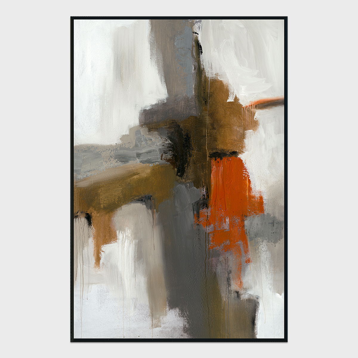 Burst - 40" x 60" Painting Art by Buddy Whitlock - Red / Dark Gray