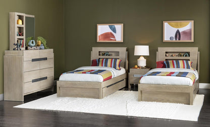 District - Panel Headboard Twin - Weathered Oak