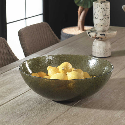 Veridian Shimmer - Earthy Glass Bowl - Green