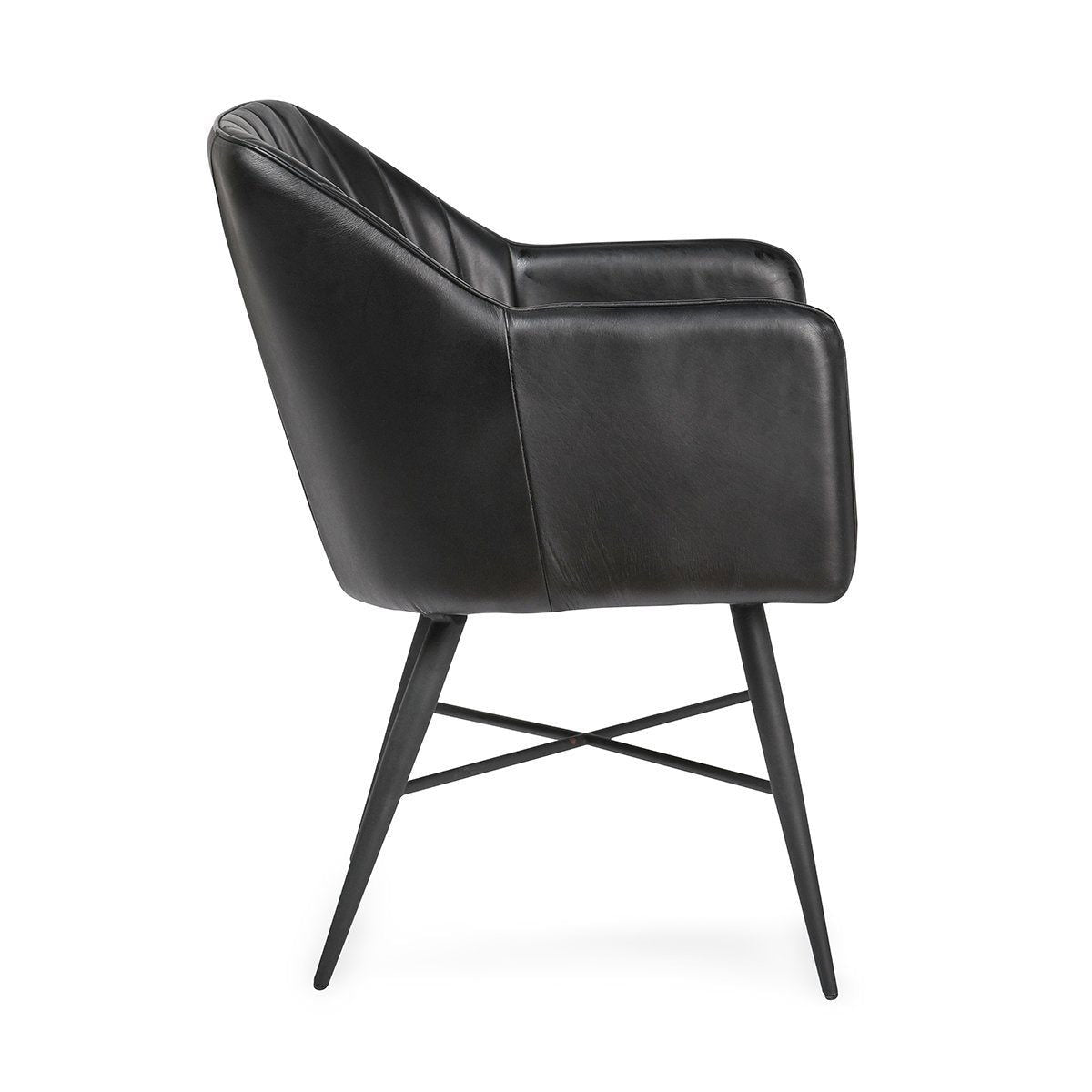 Leon - Leather Dining Chair - Jet Black