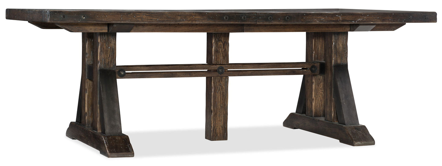 American Life - Roslyn County Trestle Dining Table With Leaves - Dark Brown