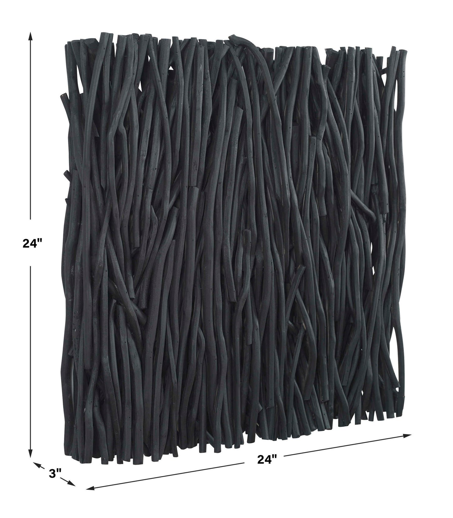 Gathered Teak - Square Wood Wall Decor - Black