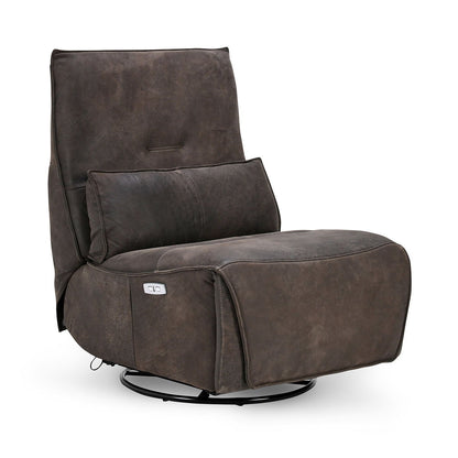 Paige - Leather Swivel Power Recliner - Rustic Brown
