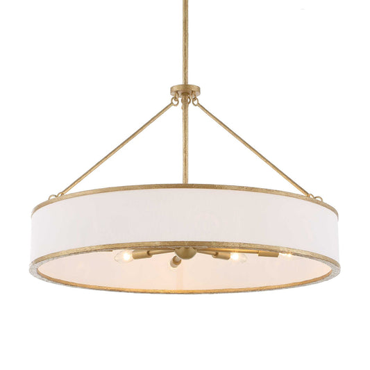 Algiers - 8 Light Drum Pendant - Gold / White