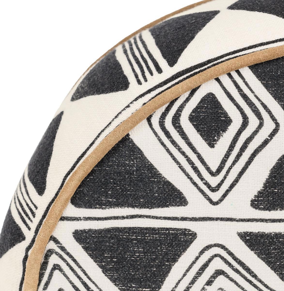Radiant Oasis - 18" Round Nubia Pillow - Black / White
