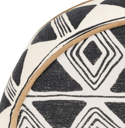 Radiant Oasis - 18" Round Nubia Pillow - Black / White