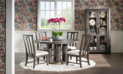 Lancia - Complete Round Dining Table - Charred Oak