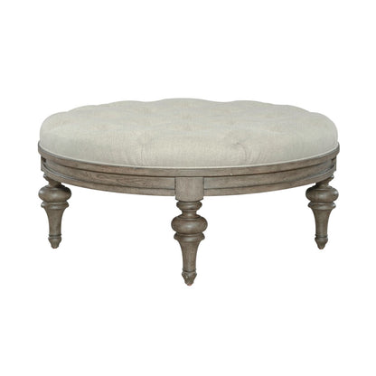 Americana Farmhouse - Round Cocktail Ottoman - Light Brown