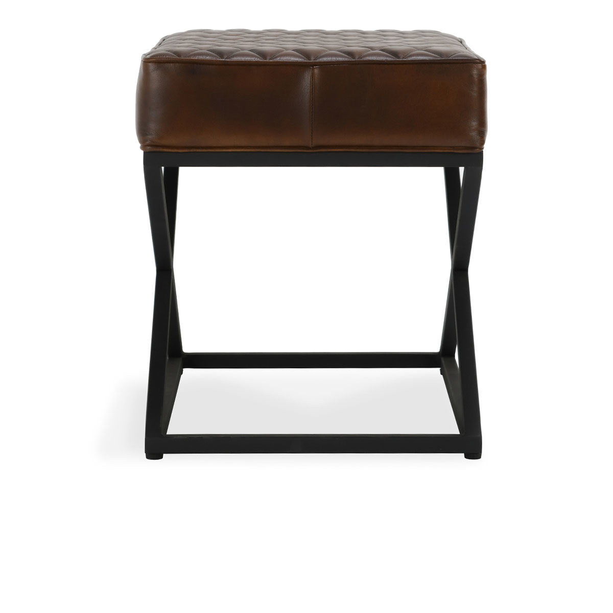 Bruno - Leather Rectangle Stool - Rustic Brown